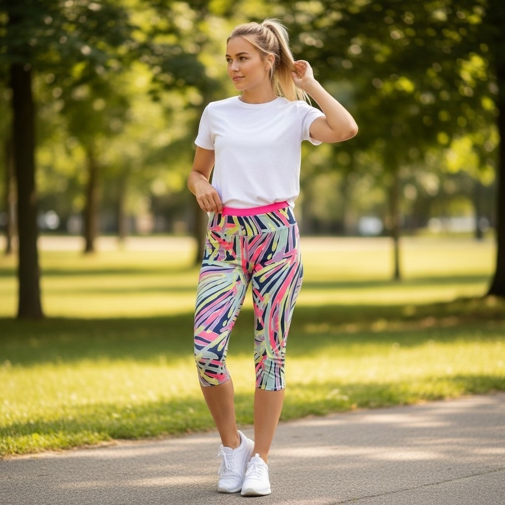 Lilly Pulitzer Luxletic Indigo Sea Dreamin Cropped‎ Weekender Leggings XL